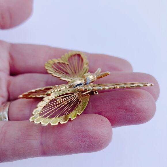 VTG Signed Monet Mid Century Articulated Butterfly Brooch Vintage Insect Pin - Picture 5 of 8